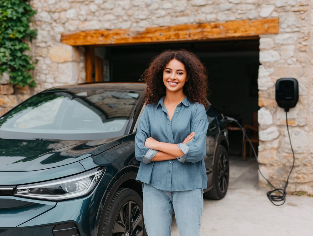Femme qui charge sa voiture