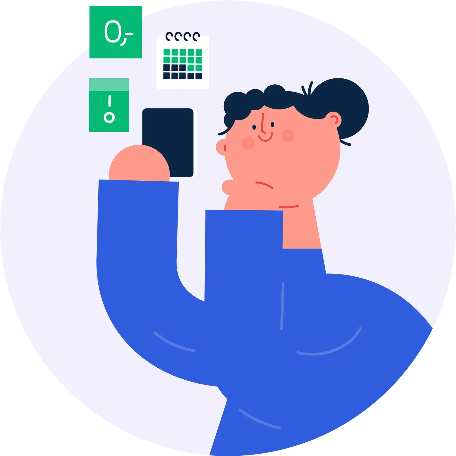 Illustrasjon an en person som har full kontroll på henvendelsene sine.