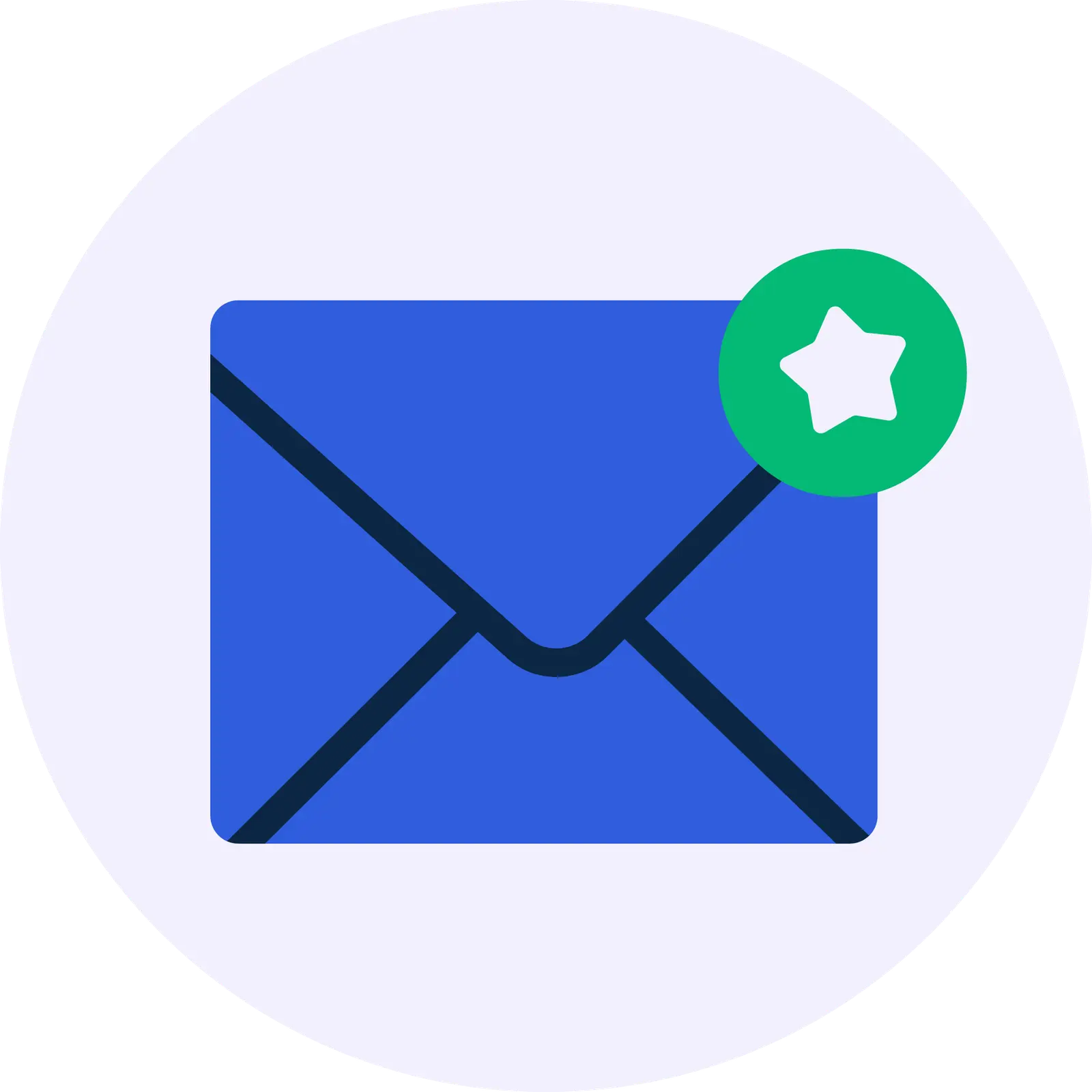 Illustrert ikon av en stjernemerket konvolutt.