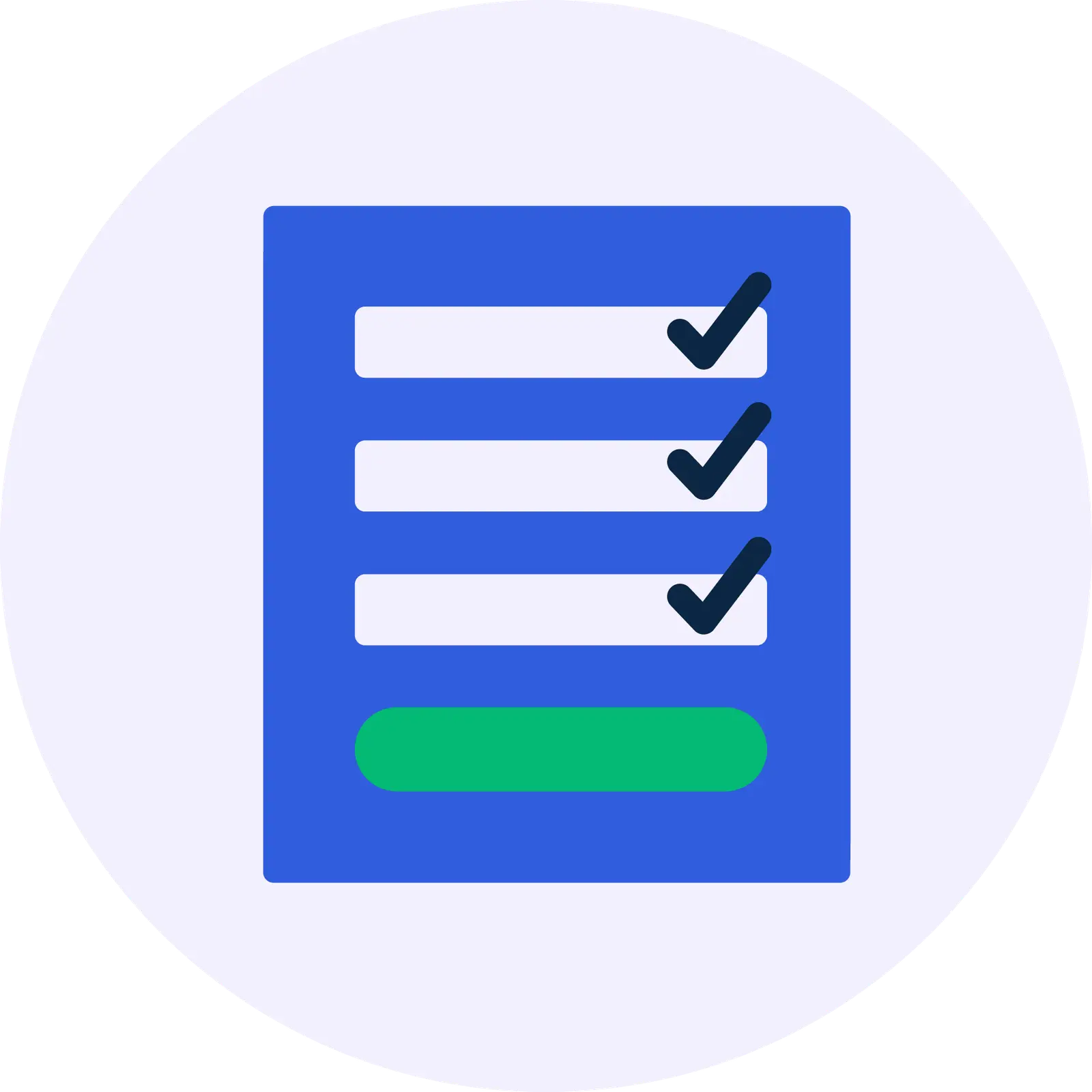 Illustrert ikon av et utfylt skjema.