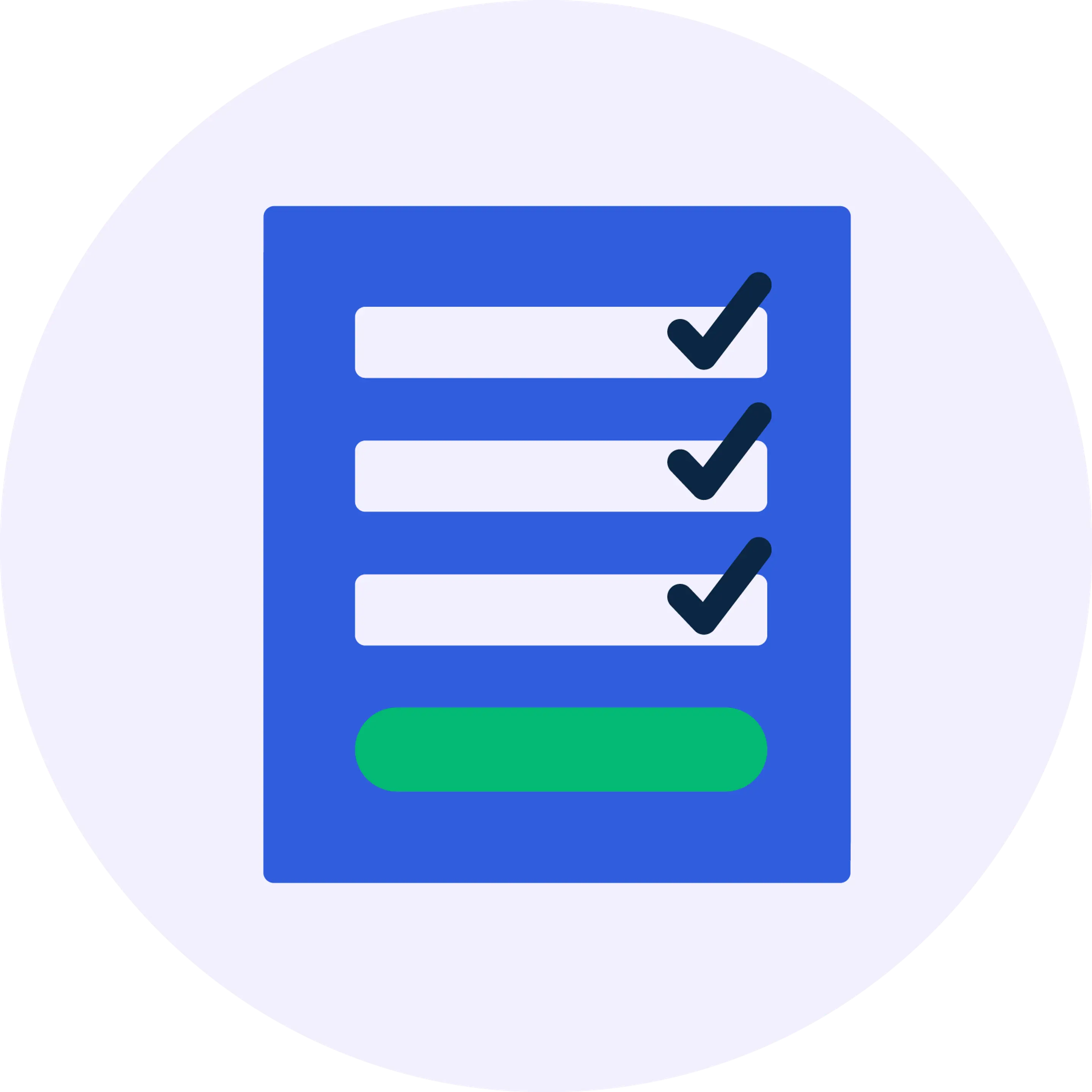 Illustrert ikon av et utfylt skjema.