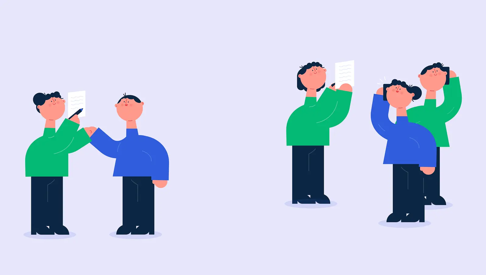 Illustrasjon av kunder som inngår gode avtaler.