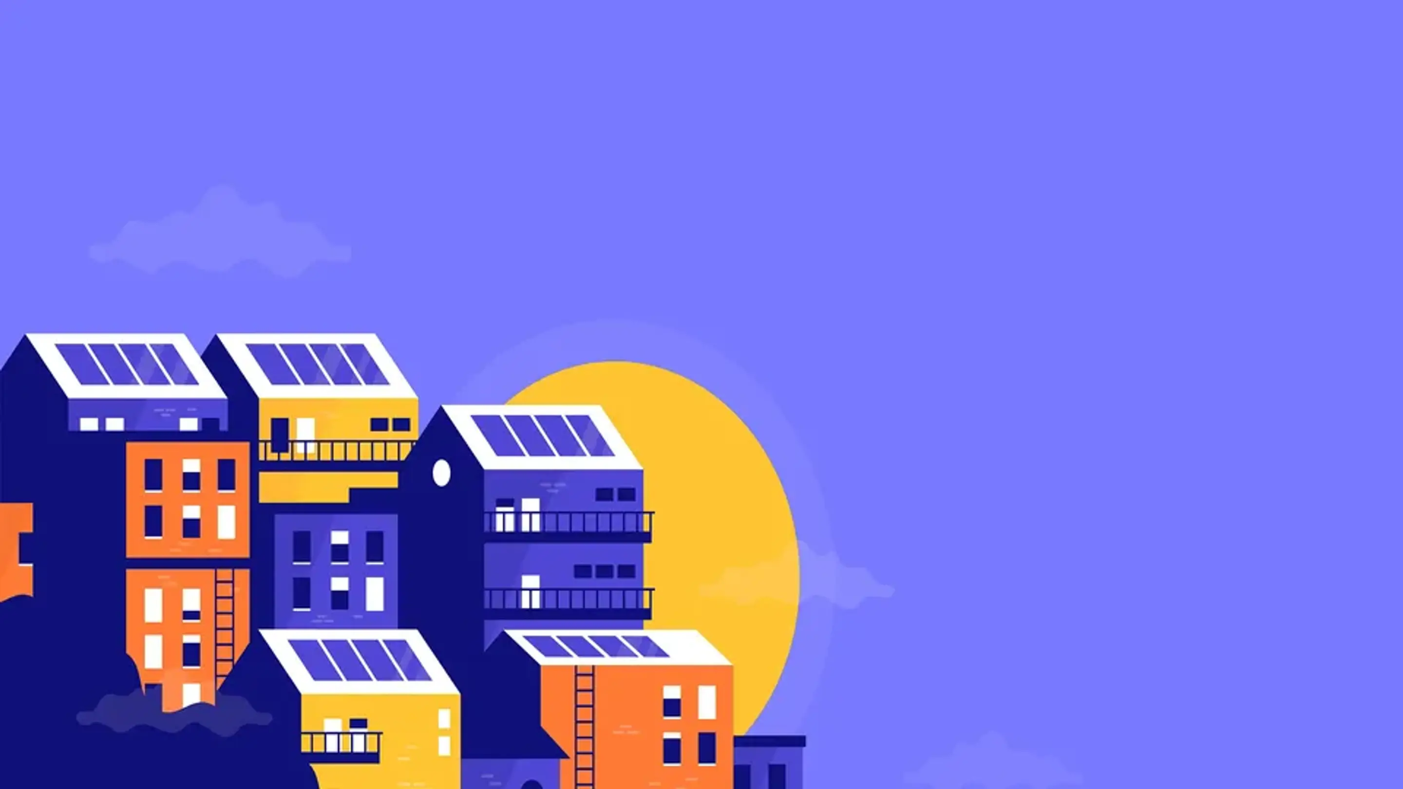 animeret huse med solceller på taget