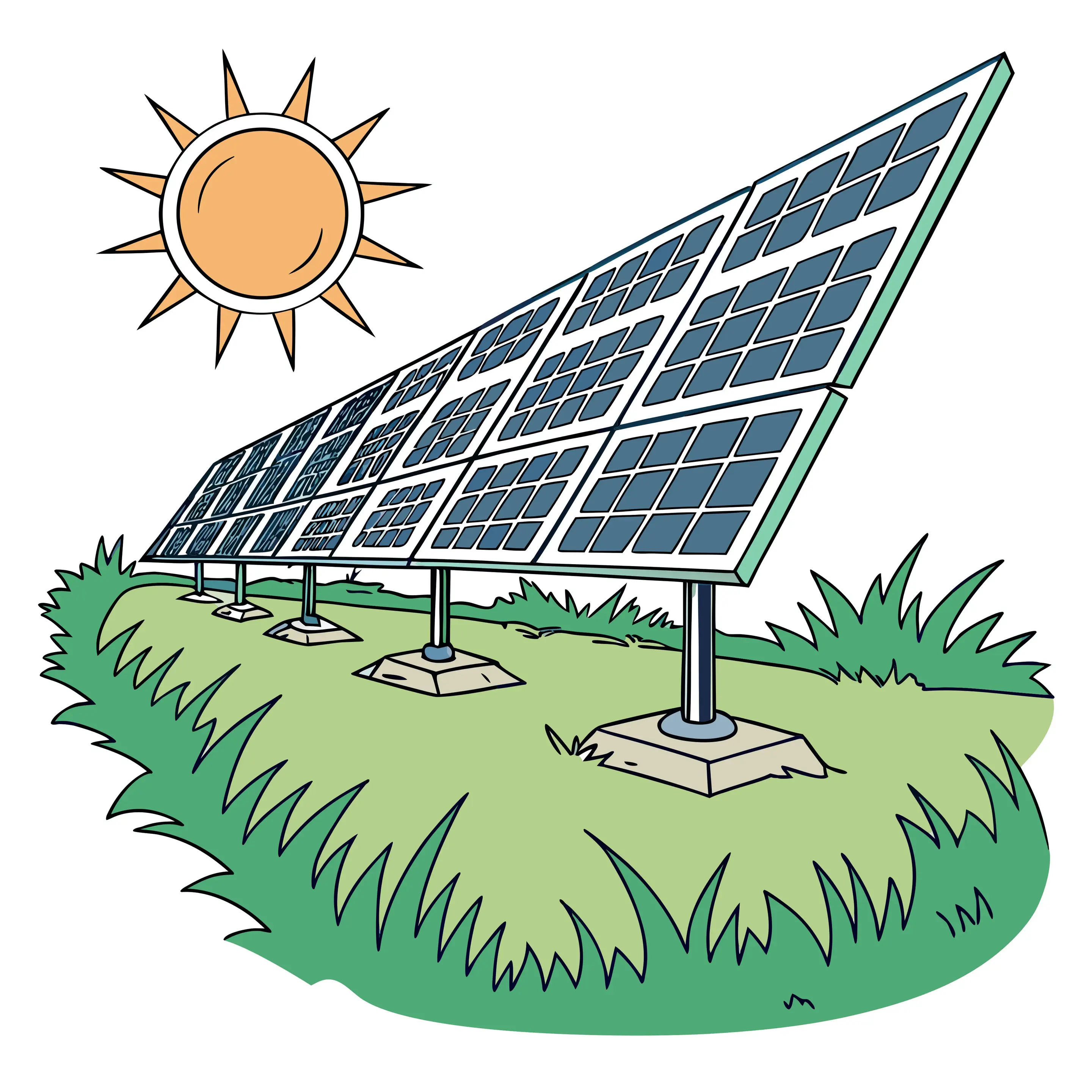 Illustration av solceller på marken.