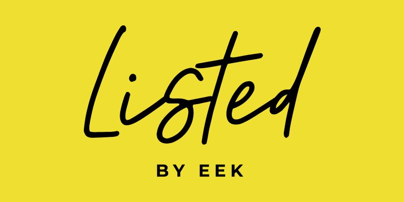 Logotyp från mäklarbyrån Listed by Eek.