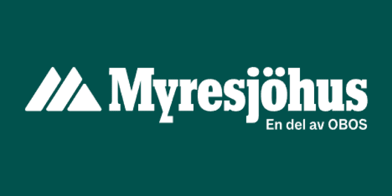 Logotyp från hustillverkaren Myresjöhus - en del av OBOS.