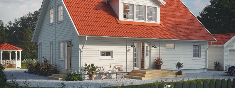 En nybyggd vit villa från SmålandsVillan.