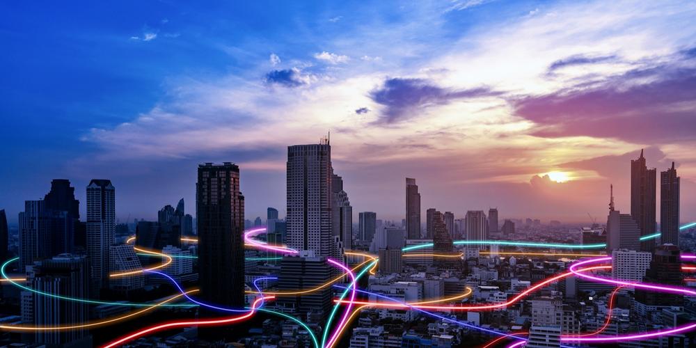 città collegata con fibra ottica