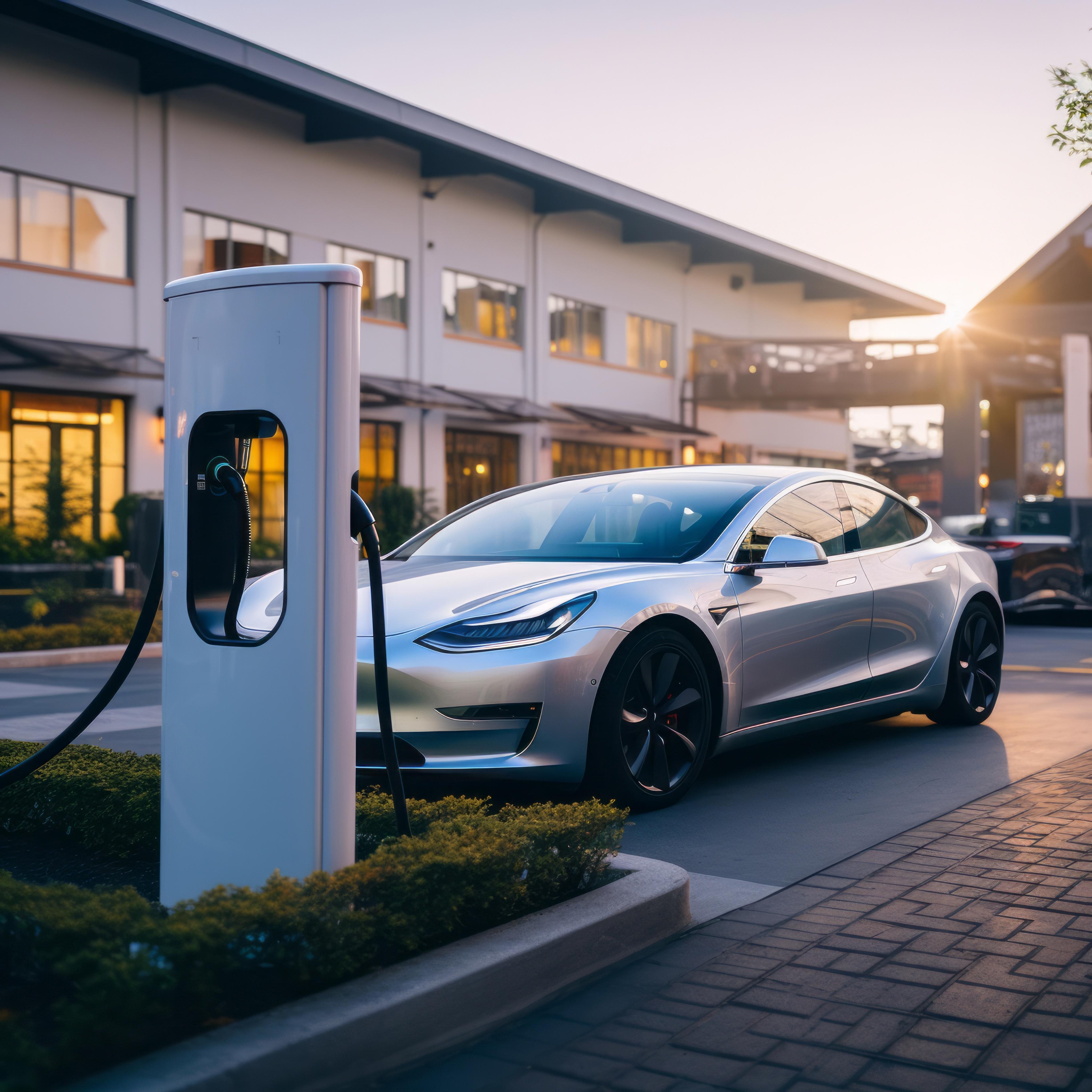 Vrijstaande laadpaal op een bedrijventerrein