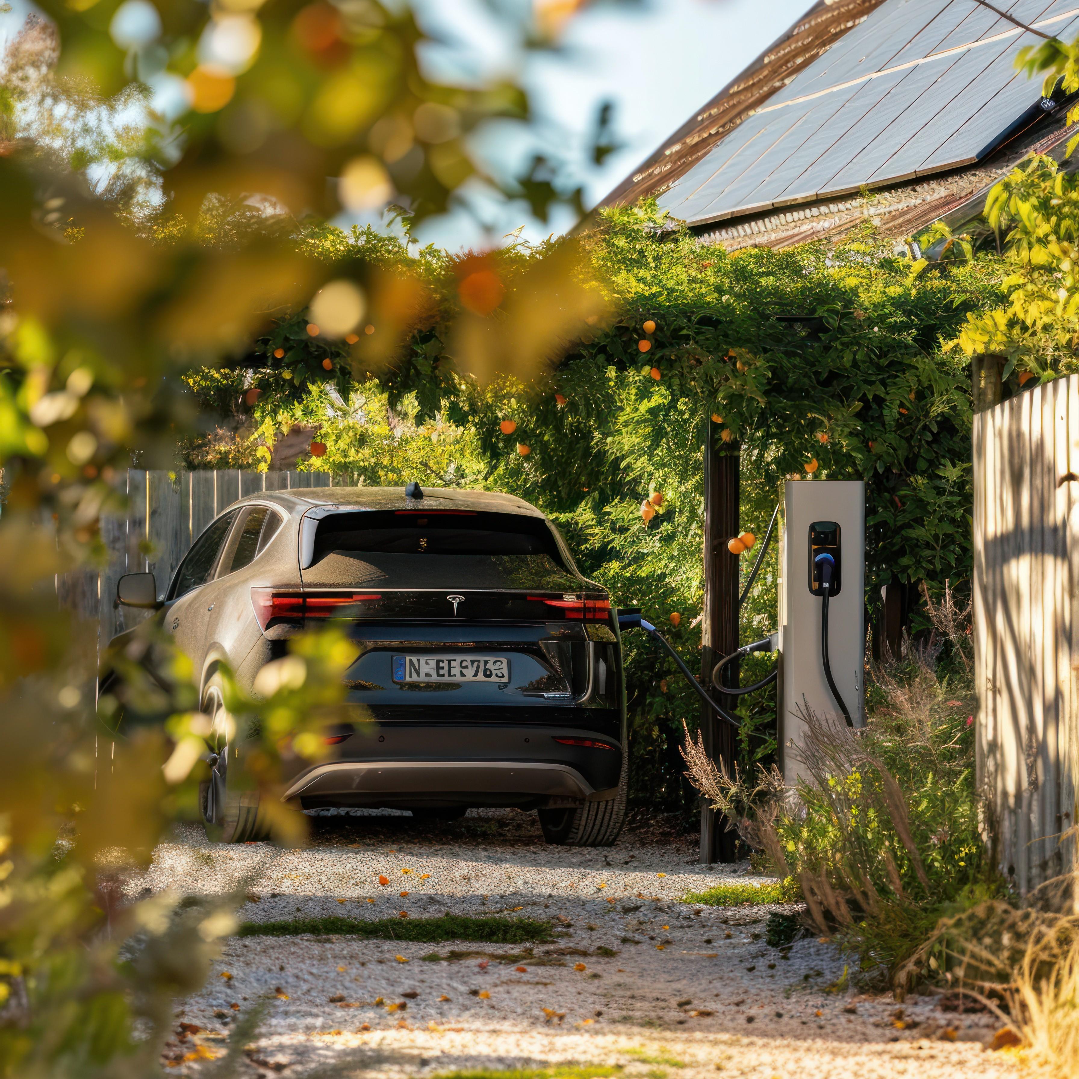 Laadpaal thuis naast een elektrische auto