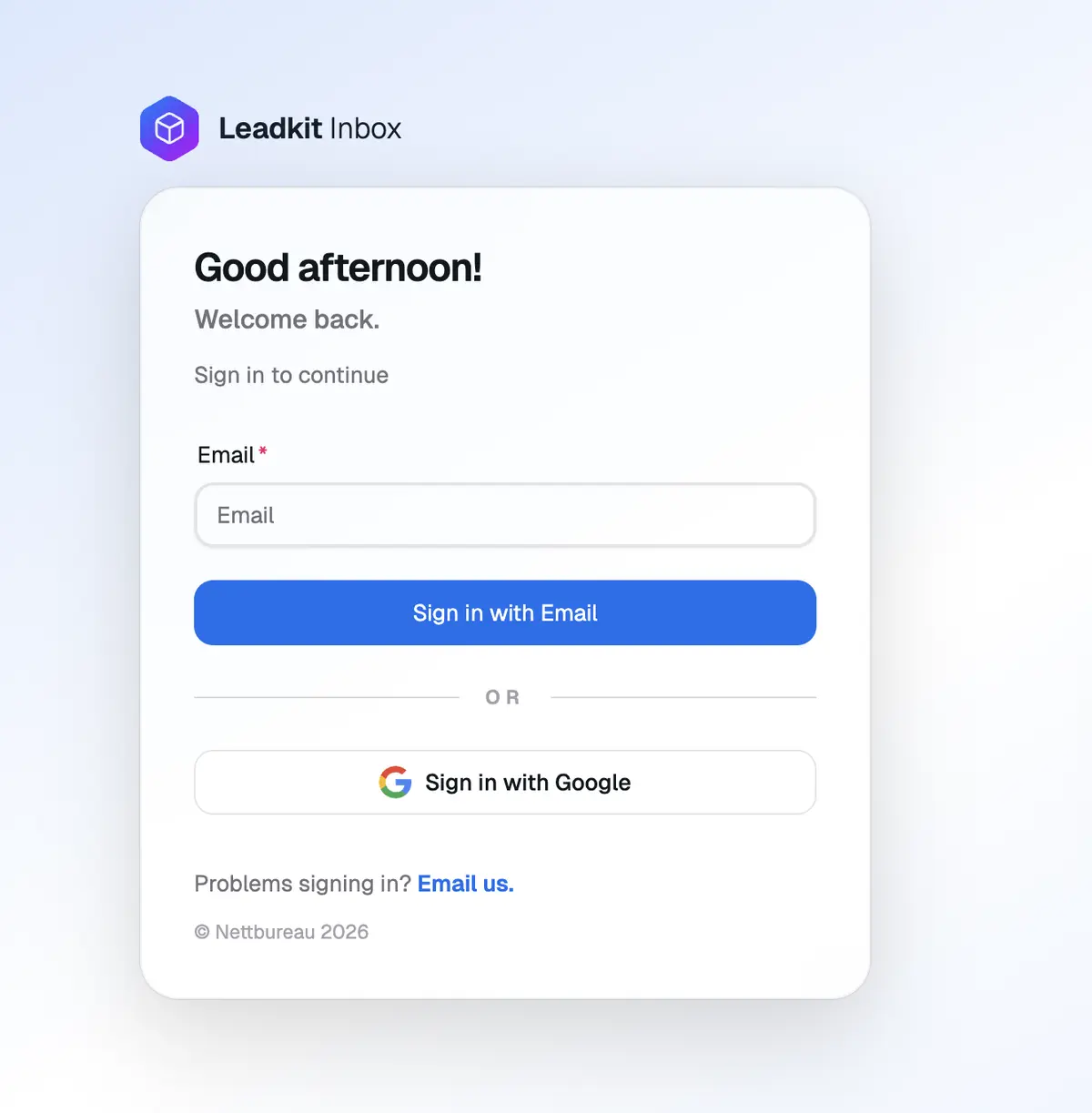 Leadkit Inbox sign in