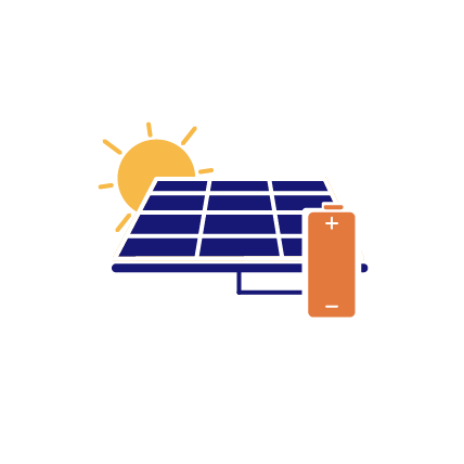 Icone de panneaux solaire avec batterie