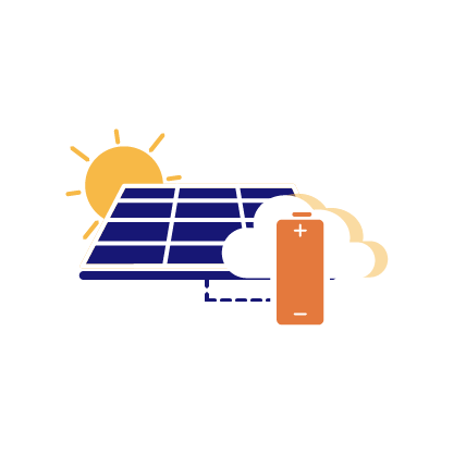 Icone de panneaux solaire avec batterie virtuelle