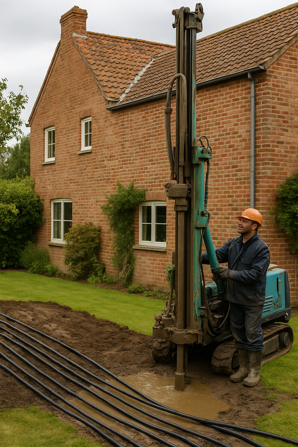 Geothermische warmtepomp in Antwerpen met boring in de tuin van een vrijstaande woning