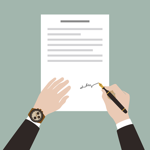 Illustration av ett köpekontrakt