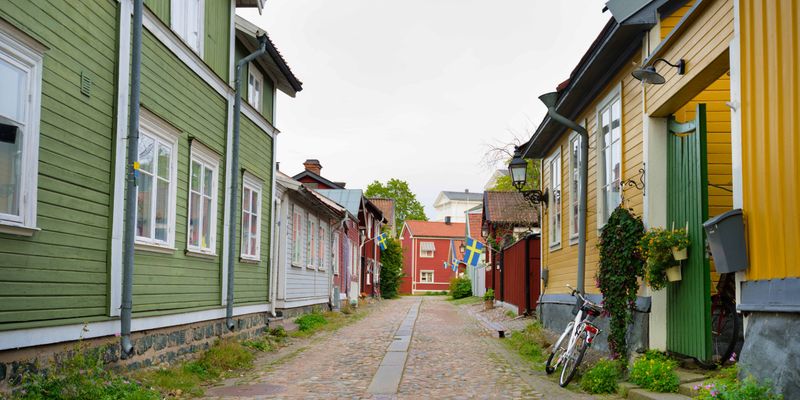 Foto på stadsdelen Gamla Gefle i Gävle.
