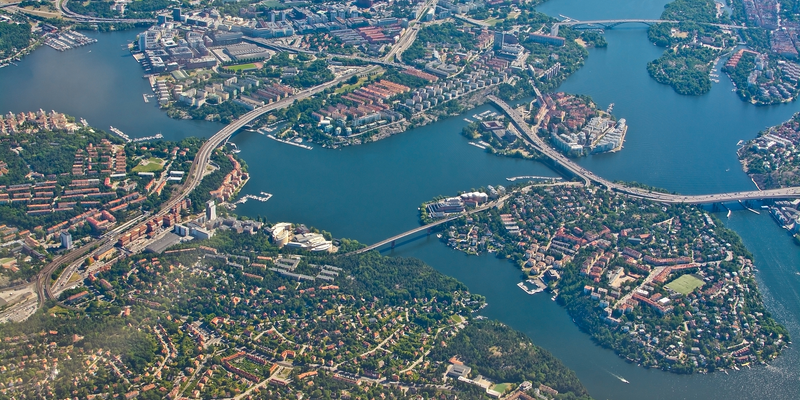Flygvy över Stockholm.
