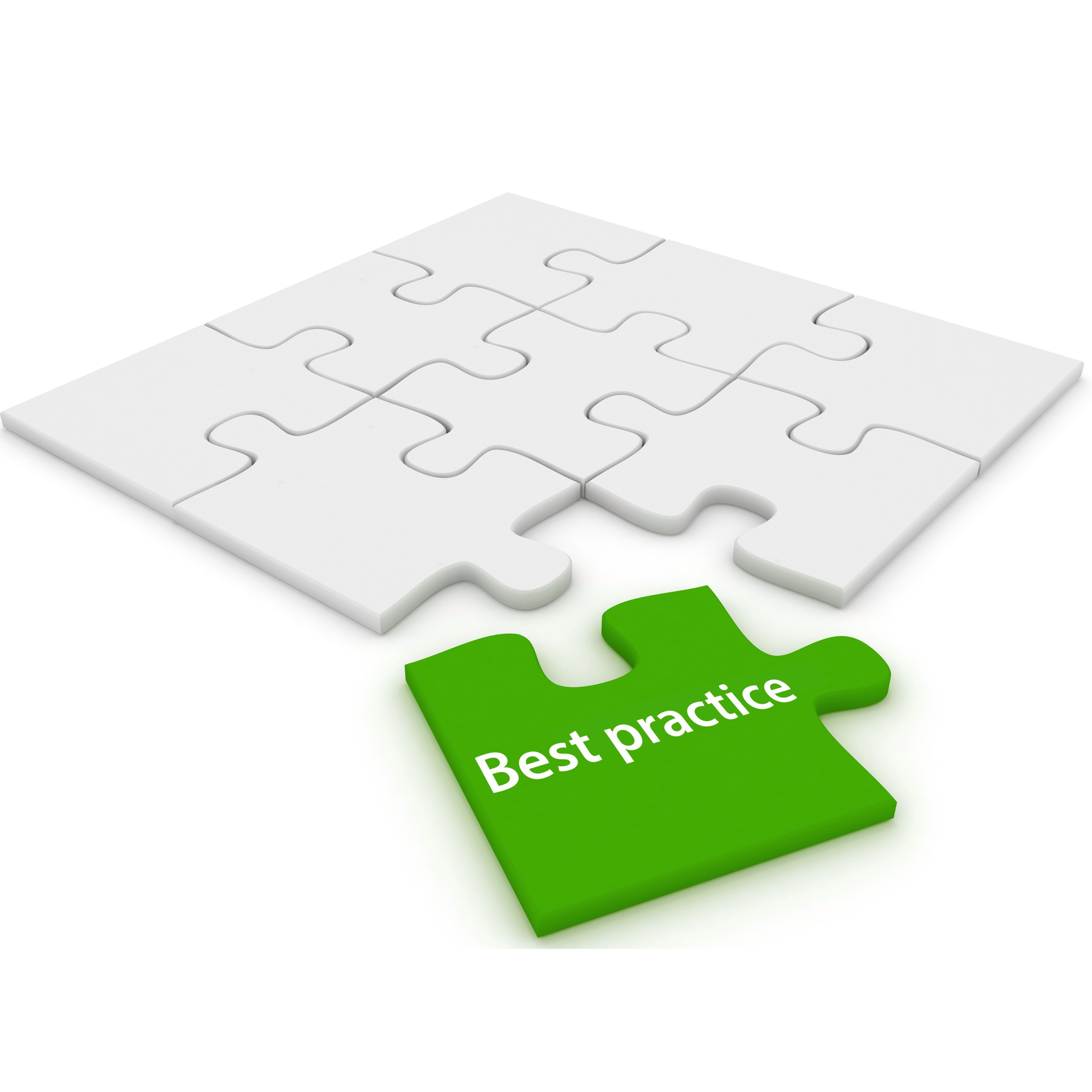 Grünes Puzzleteil mit der Aufschrift Best practice – Symbol für bewährte Vorgehensweisen im Umgang mit Leads.
